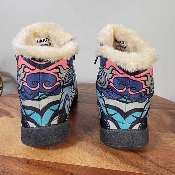 Raad Shop Colorful Japanese Eagle Tattoo Winter Zip Boots Size 7 - Picture 5 of 15